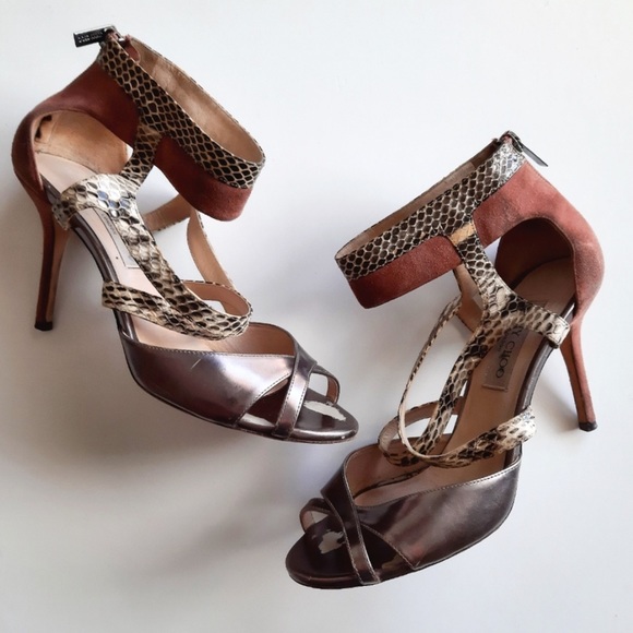 Jimmy Choo Snakeskin Suede Heels - Picture 2 of 7